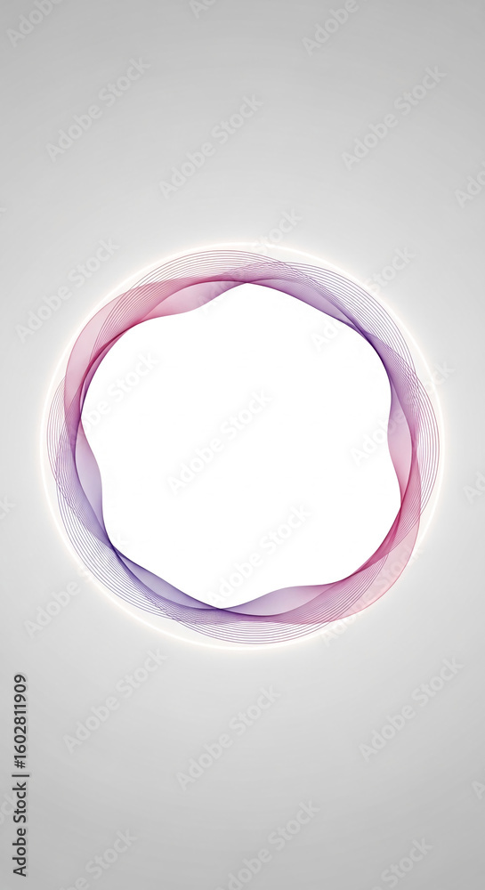 Fototapeta premium Abstract image of a purple and pink wave frame encircling a white space, suggesting elegance, modernity, and a blank canvas for design or text