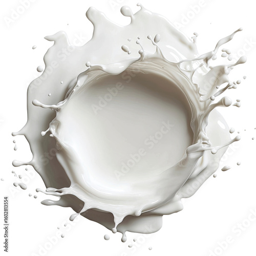 High-Resolution Milk Splash Isolated on White Background Perfect for Food Photography, Beverage Ads, and Creative Culinary Designs
