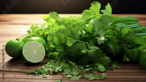 A photo of a collection of fresh cilantro.