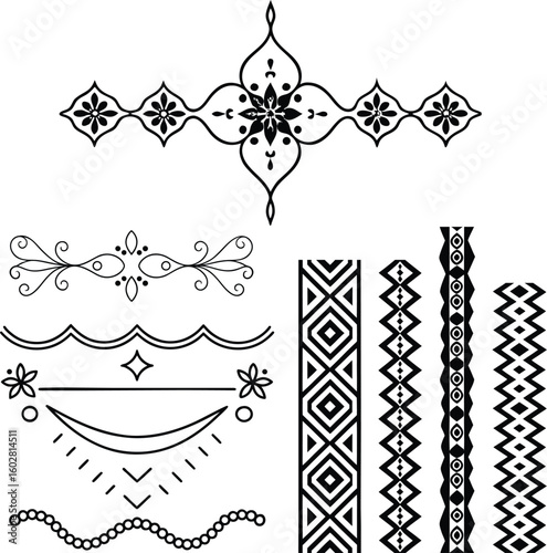 set of ornamental borders