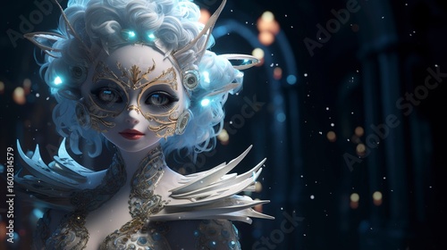 Fantasy illustration of an anthropomorphic cat character in regal attire