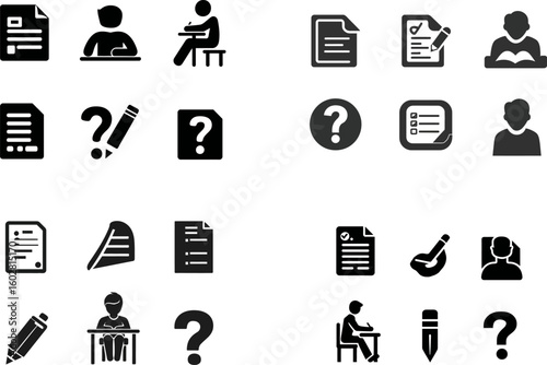 Vector icons for education and learning resources student study and examination prep