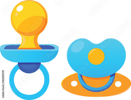 Yellow blue pacifiers baby objects dummy soother