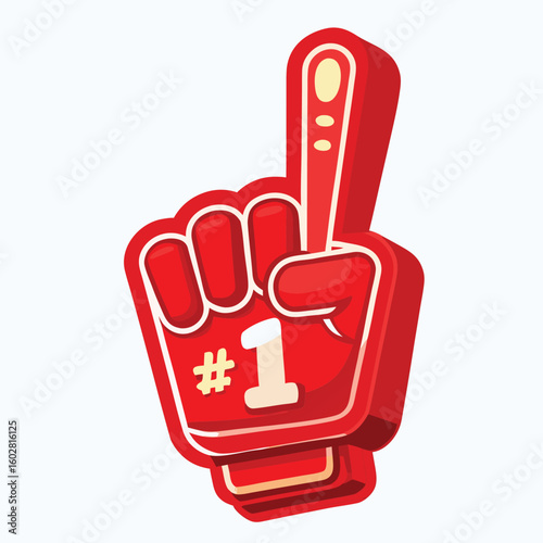 Red foam finger with number one and hash symbol vector