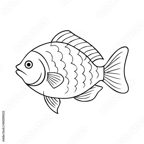 Detailed fish outline coloring page for kids' creative activities and educational purposes