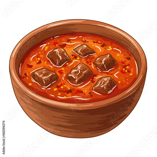 Hearty Chili Con Carne in Brown Bowl Art