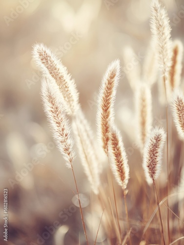 Delicate grass seed heads in soft sunlight.
