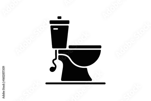 Toilet bowl with cistern and flush pipe lavatory bathroom