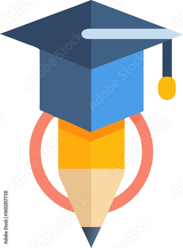 Vector graduation cap pencil