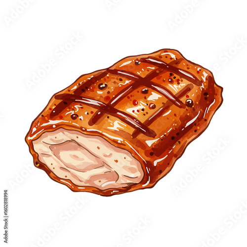 Grilled Chicken Breast Icon Food Illustration