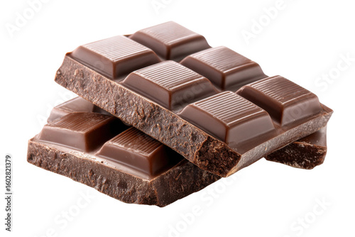 Delicious chocolate bars kitchen food photography bright setting. Isolated on transparent background, png.