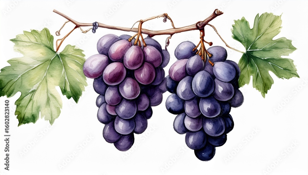 Fototapeta premium 実っているぶどう_水彩画風