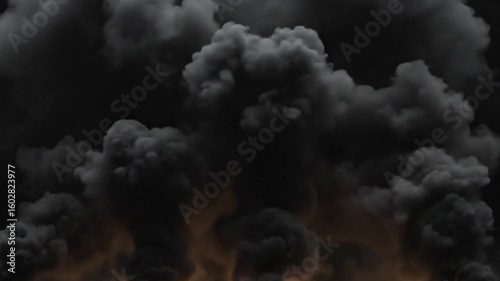 Billowing white smoke ascends into the blue sky from a nature fire