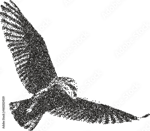 Owl y2k retro stipple art bird brutalist halftone vector png transparent, night 2000s photocopy effect tattoo aesthetic