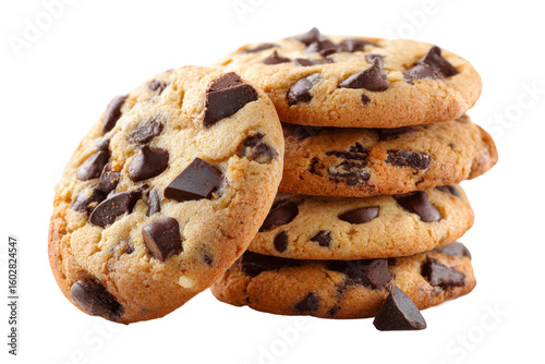 Baking delicious chocolate chip cookies a culinary delight. Isolated on transparent background, png.