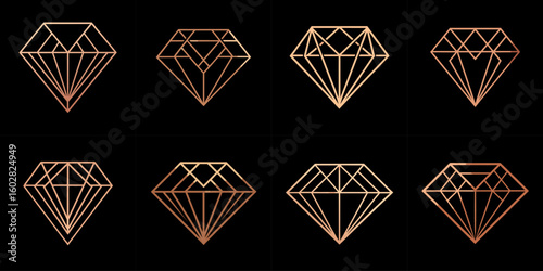 Geometric Diamond Logo Rose Gold Black Luxury Fashion