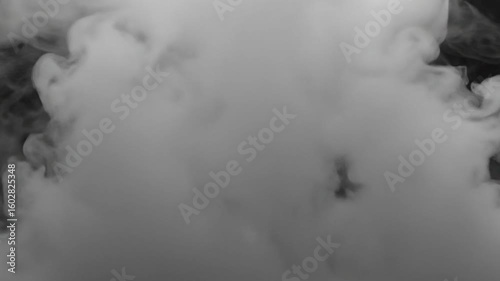 Portrait of a young man and woman in abstract dark blue sky with smoke, light, and rain texture