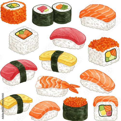 Japanese Sushi Maki Roll Food Collection