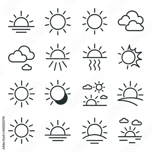 Collection of heating icons featuring fireplace, radiator, and stove symbols