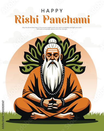 Rishi Panchami festival illustration showing devotion, fasting rituals and Indian tradition