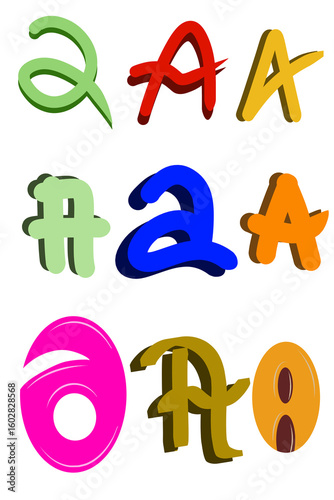 set of colorful letter a logo. Funny font design. Suitable for logo of kids product