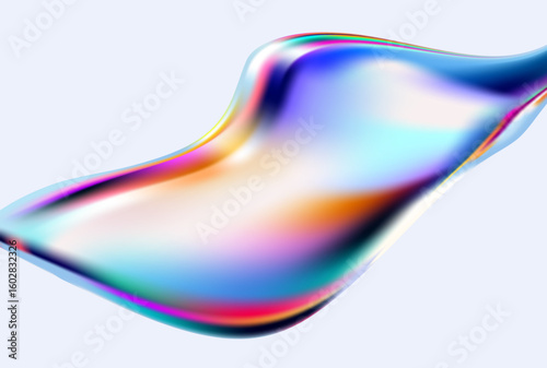 Abstract background of glass iridescent blob. Colorful liquid vector wallpaper.