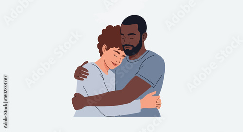 Embracing diverse siblings illustration, symbolizing love, support, and a strong family bond. Ideal for National Sibling Day.
