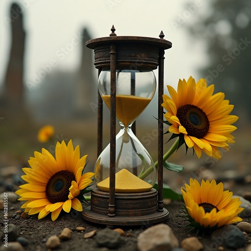 hourglass on a wooden background