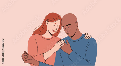 Supportive sibling bond illustration: caring brother and sister embrace, showing family love, comfort, and emotional connection.