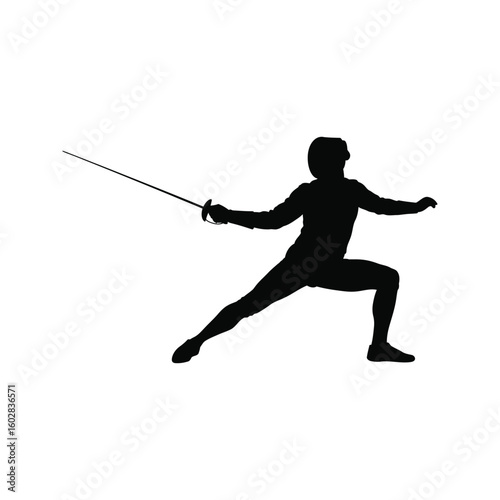Silhouette of a fencer in action foil fencing competitive fencing fencing sport athlete  fencing silhouette