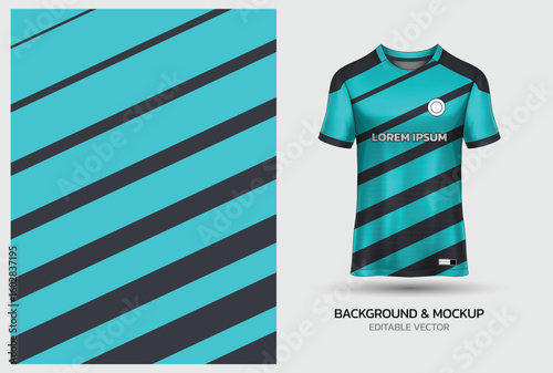 Jersey mockup and background pattern design. Uniform front view jersey and sublimation templates for sports, soccer, football, volleyball, badminton, e-sports, casual