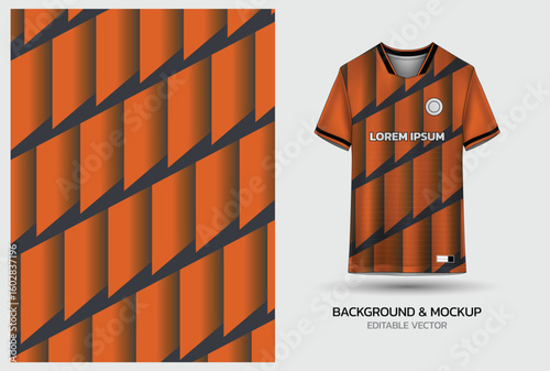 Jersey mockup and background pattern design. Uniform front view jersey and sublimation templates for sports, soccer, football, volleyball, badminton, e-sports, casual