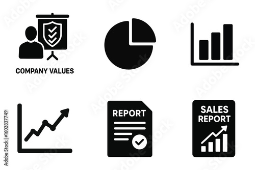 Collection of business and finance icons isolated on white background