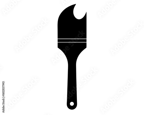 Paint brush vector silhouette, paintbrush with a long handle and bristles vector illustration on a white background