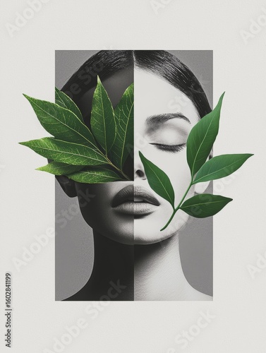 A surreal digital artwork of a woman with her face partially