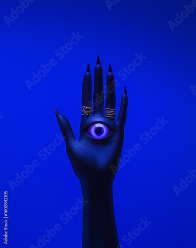 human hand with blue background