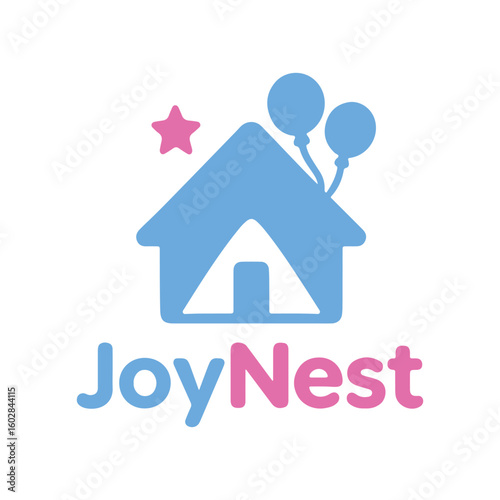 JoyNest Logo Design A Happy Home with Balloons and Star