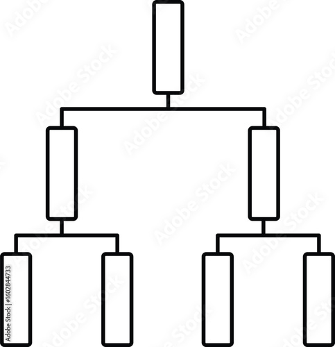 Vertical 8-team tournament bracket with clean black outline. Perfect for printable sports competitions, gaming matchups, or editable contest schedules.