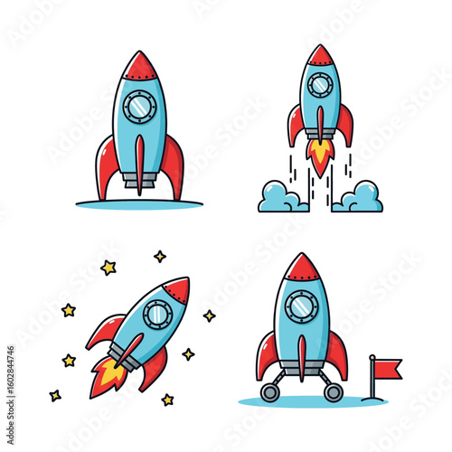 Rocket kawai Vector Art – Space and Astronomy Concept flat style