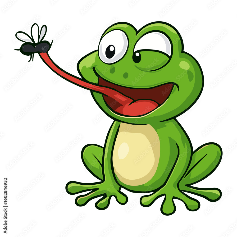 Obraz premium Frog Cartoon Mascot Cute Catch Flies Illustrations