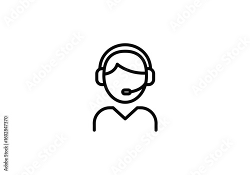 Simple Line Art Illustration of a Person Wearing Headphones