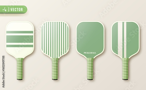 Pickle Ball 3D Vector Illustration With Realistic Graphic Element