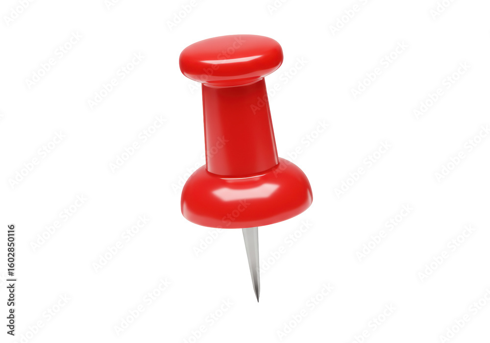 Isolated Red Push Pin with Metal Point Isolated Red Push Pin with Metal Point