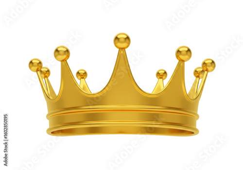 Isolated Golden Crown with Spherical Embellishments