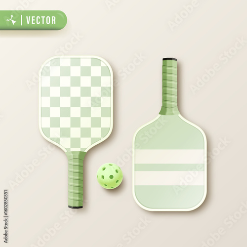Pickle Ball 3D Vector Illustration With Realistic Graphic Element