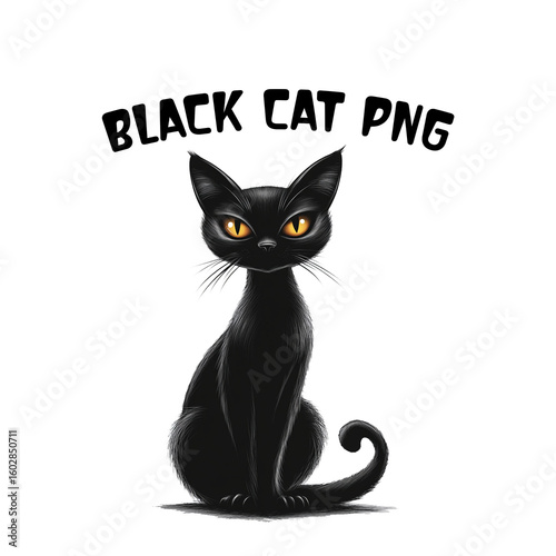 Cute Black Cat PNG Clipart Bundle  Sitting Cat Illustrations.