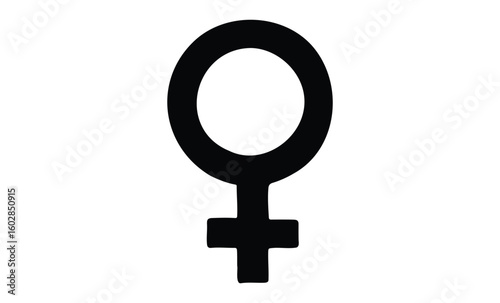 Black female symbol on white background representing gender and feminism. Vector retro hand drawn illustration.