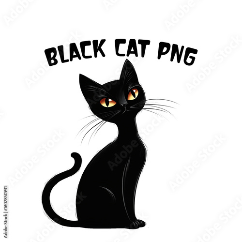 Cute Black Cat PNG Clipart Bundle  Sitting Cat Illustrations.