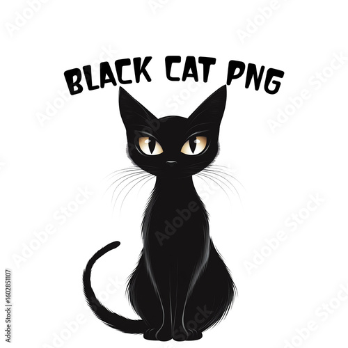 Cute Black Cat PNG Clipart Bundle  Sitting Cat Illustrations.