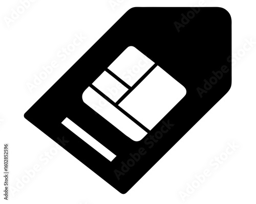 SIM card icon silhouette, Sim card flat simple vector icon illustration